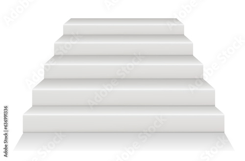White stair step staircase front podium isolated on white background. Vector graphic design element illustration