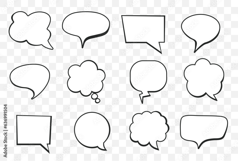 Comic speech bubble text talk balloon cloud chat isolated set. Vector flat graphic design illustration Comic speech bubble text talk balloon cloud chat isolated set. Vector flat graphic design illustration