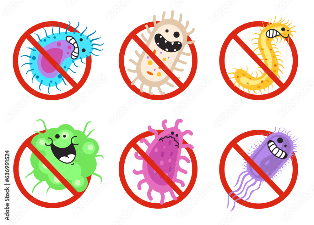 © PrettyVectors - Germ virus antibacterial anti bacteria bacterial control concept. Vector flat graphic design illustration