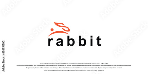 Simple rabbit logo design with modern concept| premium vector