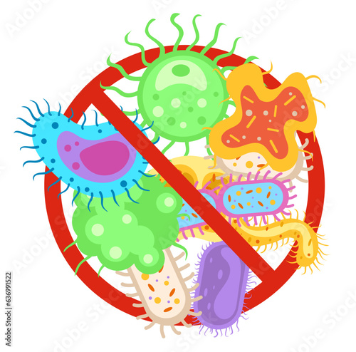 Germ virus antibacterial anti bacteria bacterial control concept. Vector flat graphic design illustration
