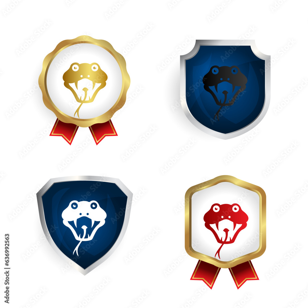 Fototapeta premium Abstract Flat Snake Head Badge and Label Collection