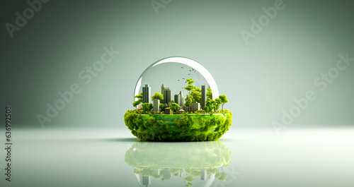 Smart city with ESG,Environmental social and corporate governance or net zero concepts.carbon credit and business investment.green power energy idea.