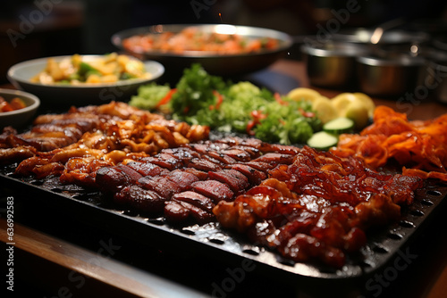 Korea traditional grilled, Meat Korean barbecue. 