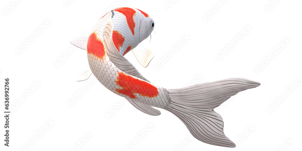 Koi Carp fish isolated on a Transparent Background - obrazy, fototapety, plakaty 