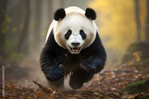 Panda photo running towards the camera photo