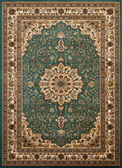 green persian carpet top view