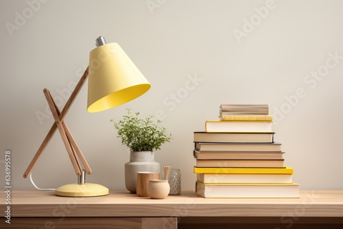 Table lamp with copy space. Reading, studying, office space concept