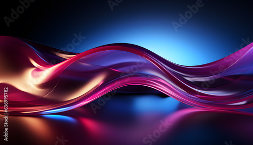 abstract futuristic background with pink blue glowing neon