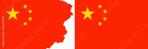 Chinese flags vector. Standard flag and with ragged edges