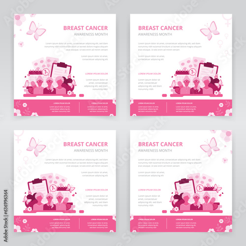 Senior women's health awareness or breast cancer awareness month social media post template set