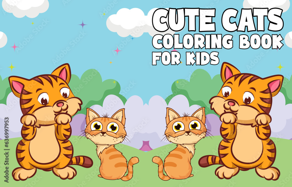 cute cats design coloring book for kids Cover