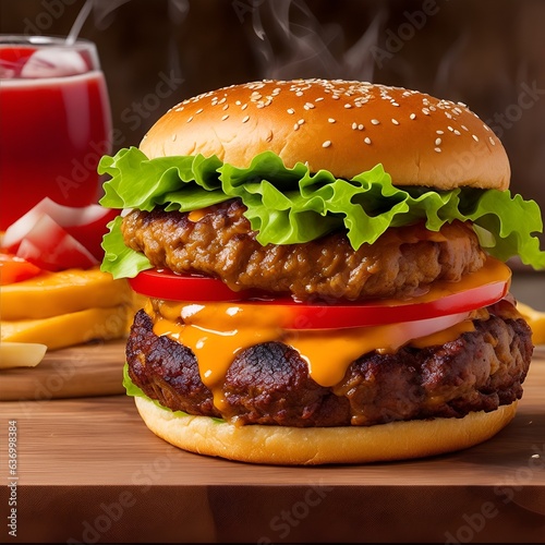 hamburger on a table