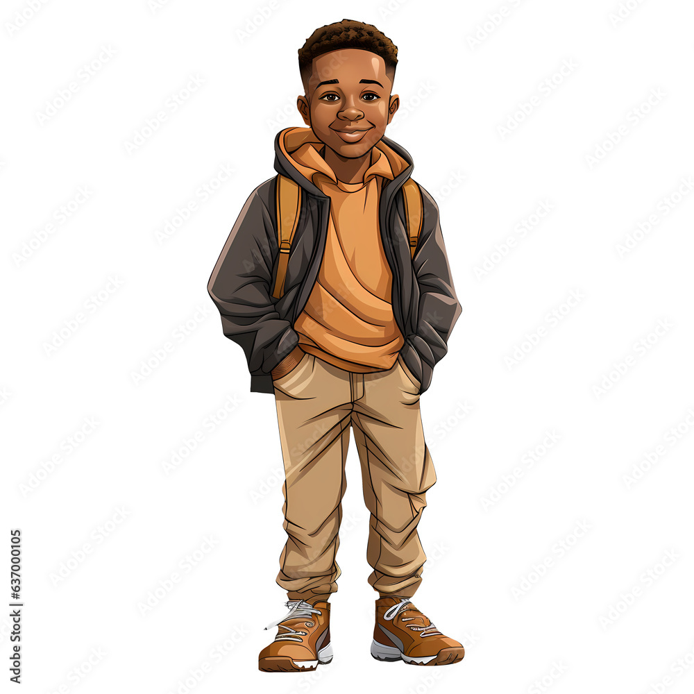 Obraz premium Black Boy African American Clipart Illustration