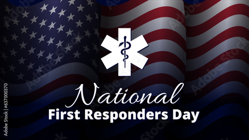 national first responders day greeting design with american flack background vector illustration