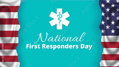 national first responders day greeting design with american flack background vector illustration