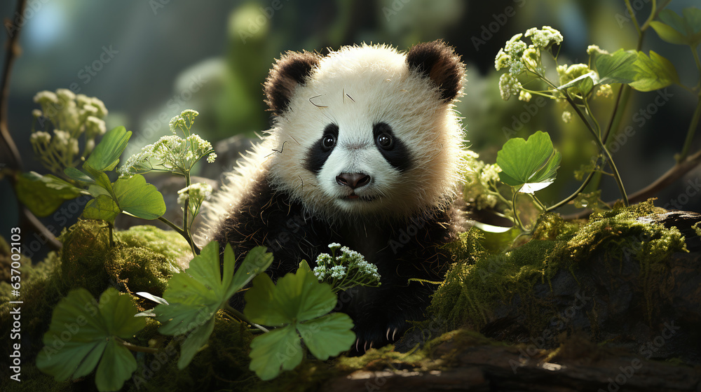 Fototapeta premium Curious Baby Panda Expression.