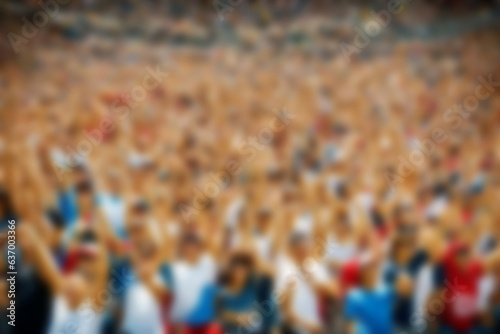 Abstract illustration background. Blurred crowd of people raising hands. supporters sports party concert event on stadium. Roaring Crowds Vibrant Cheers and Energetic Applause from Throngs of People.