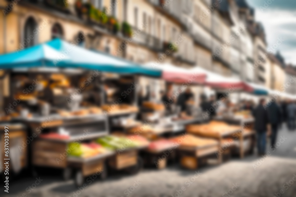 Abstract blurred background illustration. Flavorsome Delights Afloat. Roadside Stalls and Floating Stalls Selling Food, Fresh Produce, Vegetables, Fruits, and Snacks at the Local Market.