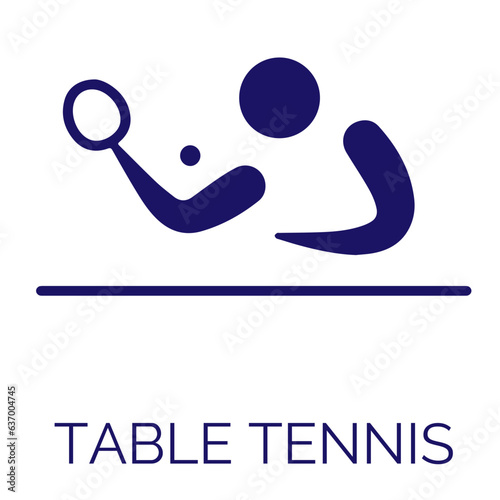 Summer sport icon. Vector isolated pictogram on white background with the names of sports disciplines. Olympic games. Olympic sport. Table tennis
