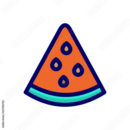 Watermelon single icon in flat color style