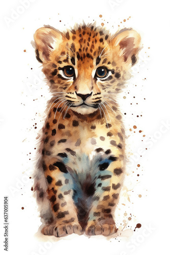 Baby leopard  watercolor.