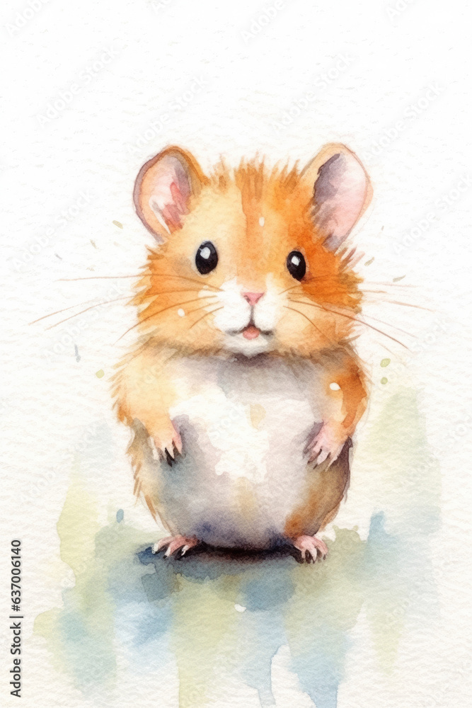 Baby hamster, watercolor.