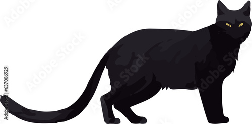 Clip art of realistic black cat_illpainting