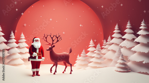 Paper art. christmas background with copyspace. Christmas background concept. Generative AI.
