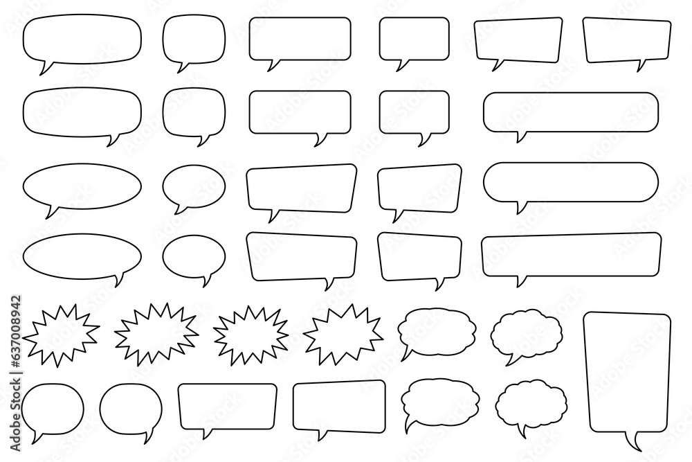 Obraz premium Speech bubble, speech balloon, chat bubble line art vector icon for apps and websites.