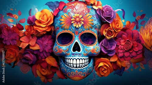 Vibrant Day of the Dead Skull A Mexican Celebration