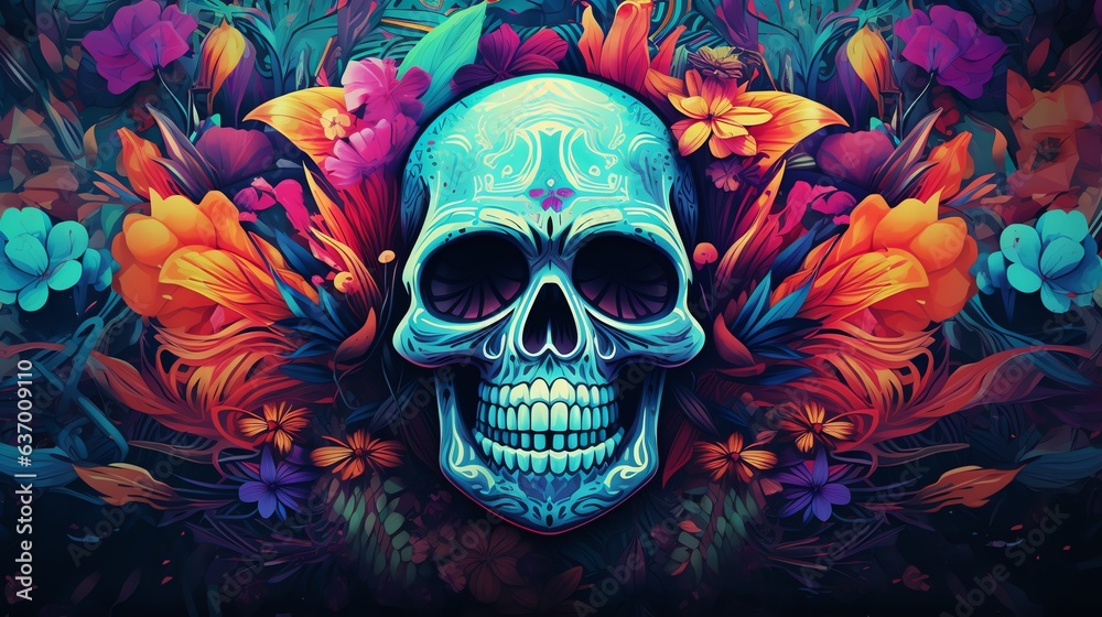Vibrant Day of the Dead Skull A Mexican Celebration