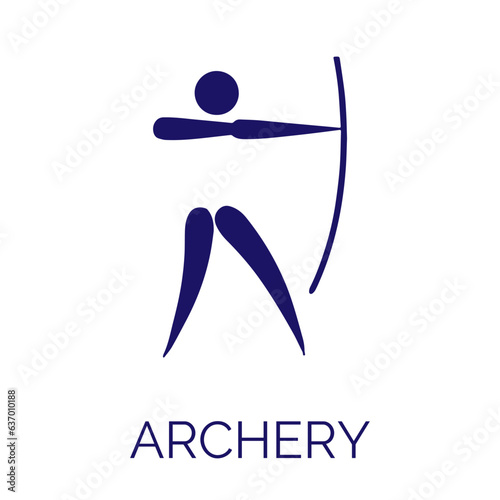 Summer sport icon. Vector isolated pictogram on white background with the names of sports disciplines. Olympic games. Olympic sport. Archery