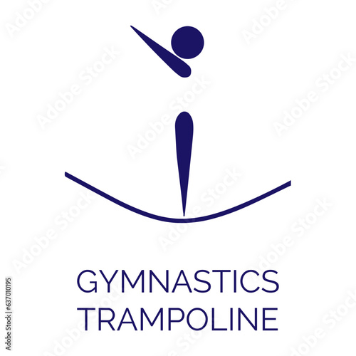 Summer sport icon. Vector isolated pictogram on white background with the names of sports disciplines. Olympic games. Olympic sport. Gymnastics trampoline