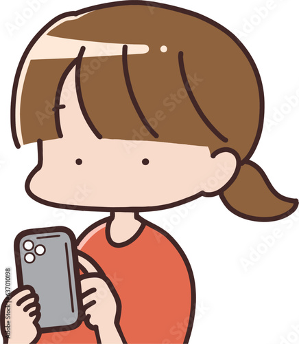 スマホを見る女性　ネット予約　手続き