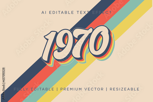 1970s editable typography, 70s retro text effect, 70s vintage stripe line font letters