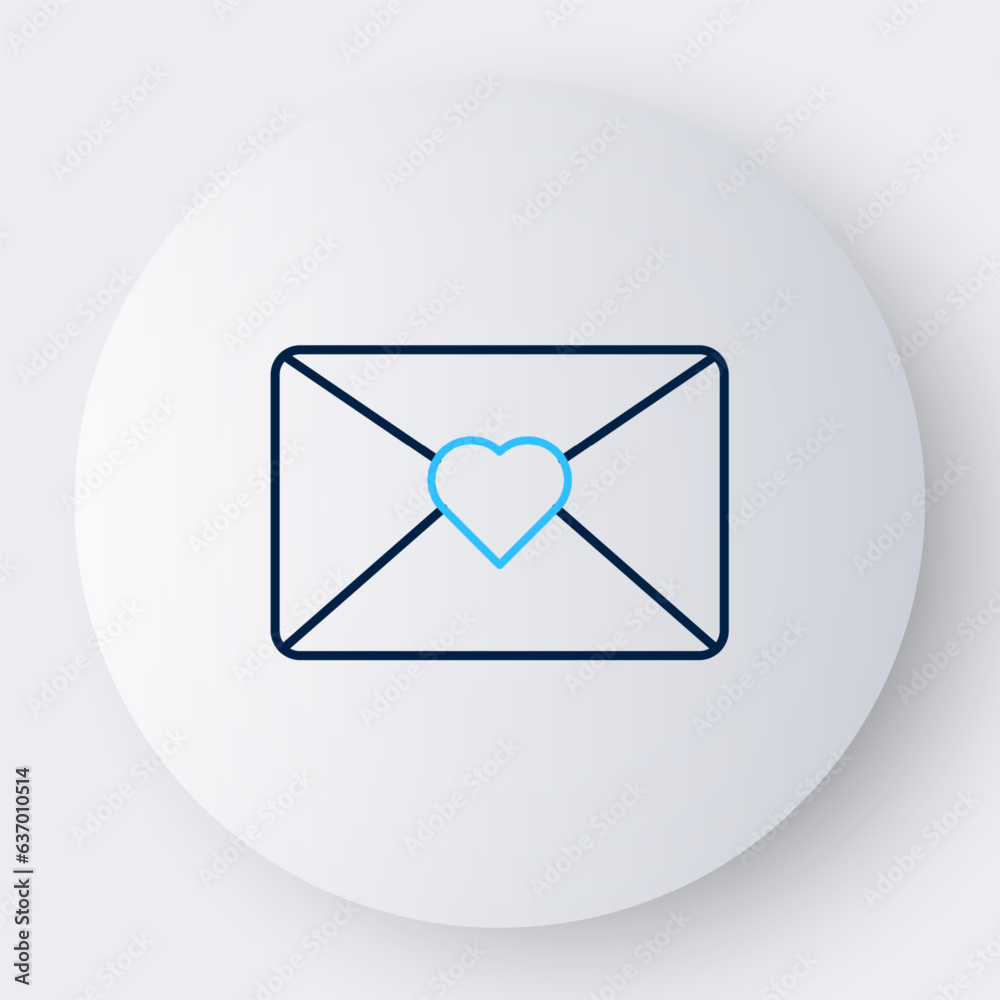 Line Envelope with 8 March icon isolated on white background. Message love. Letter love and romance. International Happy Women Day. Colorful outline concept. Vector Line Envelope with 8 March icon isolated on white background. Message love. Letter love and romance. International Happy Women Day. Colorful outline concept. Vector
