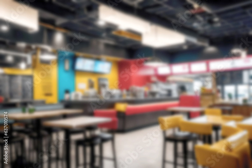 Abstract blurred background illustration. Charm interior of luxury modern design fast food Bakeries cafe coffee shop restaurant.