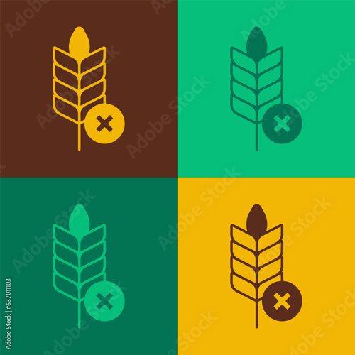 Pop art Gluten free grain icon isolated on color background. No wheat sign. Food intolerance symbols. Vector