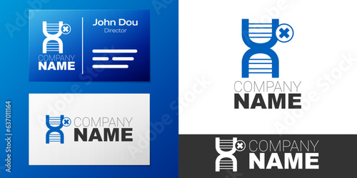 Logotype No GMO icon isolated on white background. Genetically modified organism acronym. Dna food modification. Logo design template element. Vector