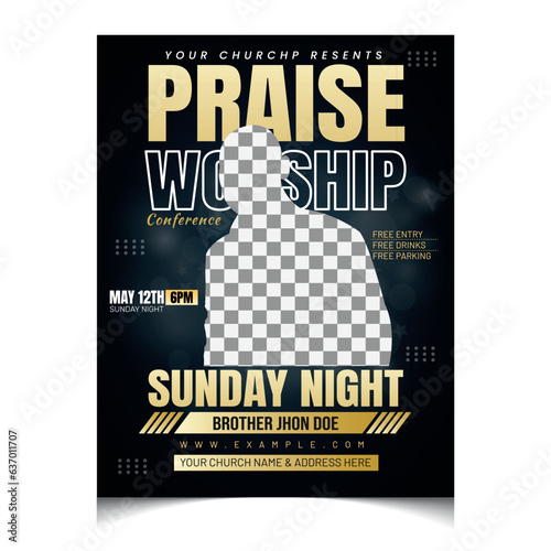 Vector flat design church flyer template design 