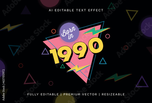 1990s editable typography, 90s retro text effect, 90s vintage stripe line font letters