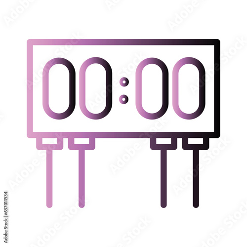 Clock Digital Display Gradient Line Icon