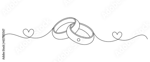 wedding ring line art style. vector invitation element