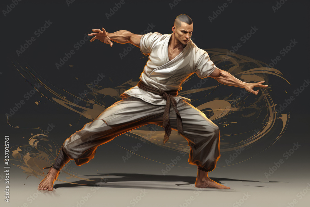 Dynamic Martial Artist in Action Pose. Generative AI