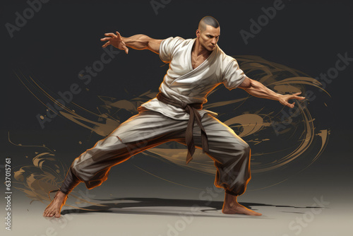 Dynamic Martial Artist in Action Pose. Generative AI