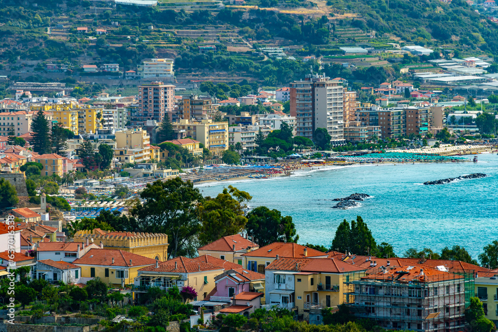 Naklejka premium View of Bussana and Arma di Taggia, Liguria, Italy