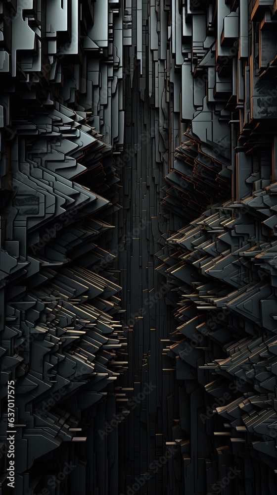 3D modern abstract black background consisting of many layers