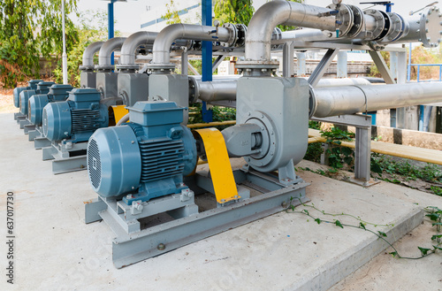 Large water pumps are used to pump wastewater into the wastewater treatment system.