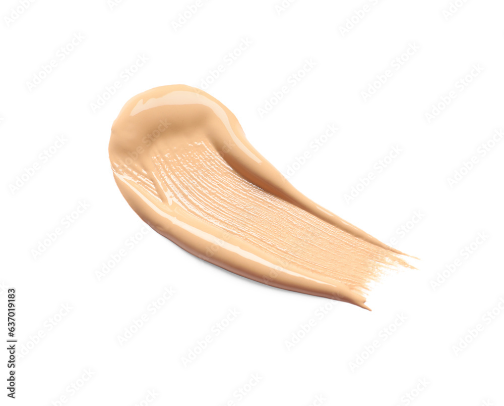 Smear of skin foundation isolated on white, top view Smear of skin foundation isolated on white, top view